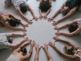 Overhead Group Yoga Prayer Circle
