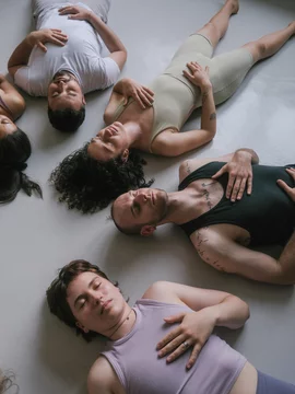 Lying Group Yoga Meditation With Closed Eyes