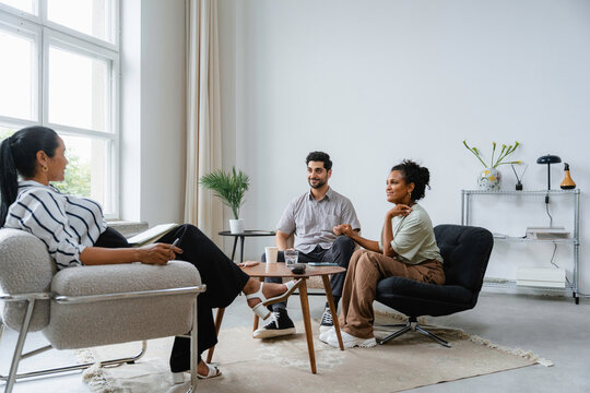 A man and a woman in the psychologist's office