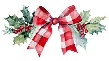 christmas holly and ribbon