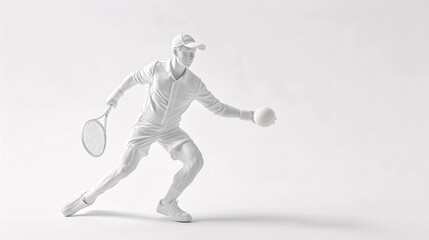 Monochromatic Sculpture of a Tennis Player in Motion
