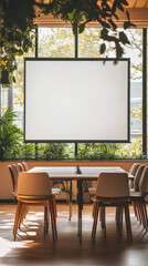 Large Blank Projector Screen in Modern Conference and Lecture Room with Natural Lighting