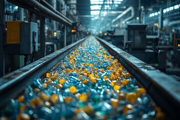 A factory switching to biodegradable packaging to reduce landfill waste. Concept of business.