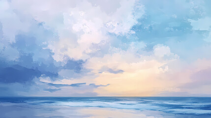 Coastal bliss: abstract seaside impressionist painting. Impressionist Sky. Illustration