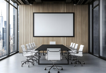 Clean meeting room with poster mock-up design