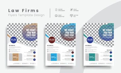 Professional law firm flyer for lawyer brand identity promotion. Modern lawyer flyer or attorney flyer with law brand marketing layout. Vol - 18