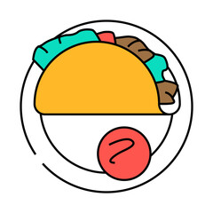 tacos mexican cuisine line icon vector. tacos mexican cuisine sign. isolated symbol illustration