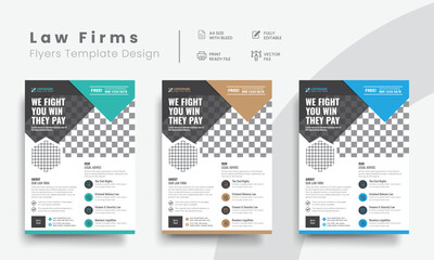 Professional law firm flyer for lawyer brand identity promotion. Modern lawyer flyer or attorney flyer with law brand marketing layout. Vol - 21