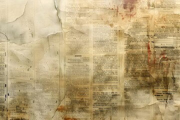 Fototapeta premium Collage of vintage newspapers, magazines and book pages clippings. Retro grunge style. Aged paper texture for design for print, wallpaper, wrapping paper, textile and scrapbooking