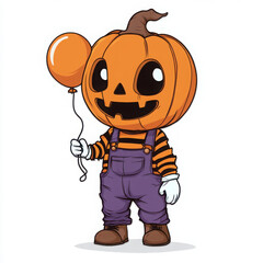 Obraz premium halloween pumpkin child and balloon 