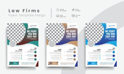 Professional law firm flyer for lawyer brand identity promotion. Modern lawyer flyer or attorney flyer with law brand marketing layout. Vol - 22