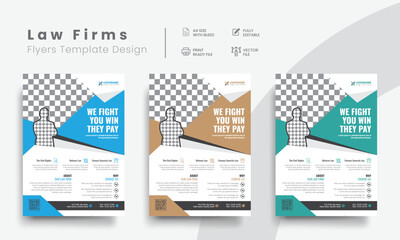 Professional law firm flyer for lawyer brand identity promotion. Modern lawyer flyer or attorney flyer with law brand marketing layout. Vol - 25