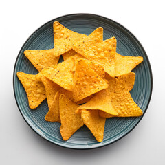 Fototapeta premium delicious mexican nachos chips, isolated on a clean white background