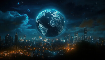 Ai generated illustration of an abstract globe focusing on North America
