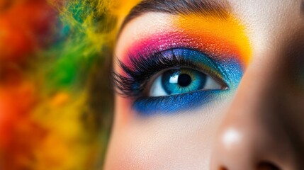 Vibrant Makeup with Bold Colors and Eye Detail