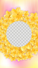 Fall round yellow flower stories background template. Golden flower round trail. Stock vector illustration in realistic style.