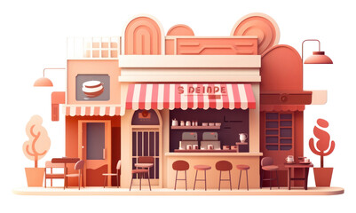 PNG Coffee shop restaurant cafe architecture.