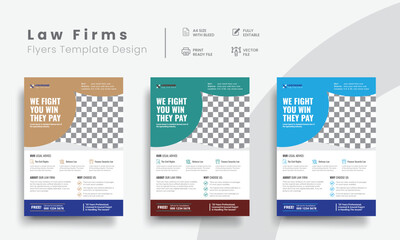Professional law firm flyer for lawyer brand identity promotion. Modern lawyer flyer or attorney flyer with law brand marketing layout. Vol - 28