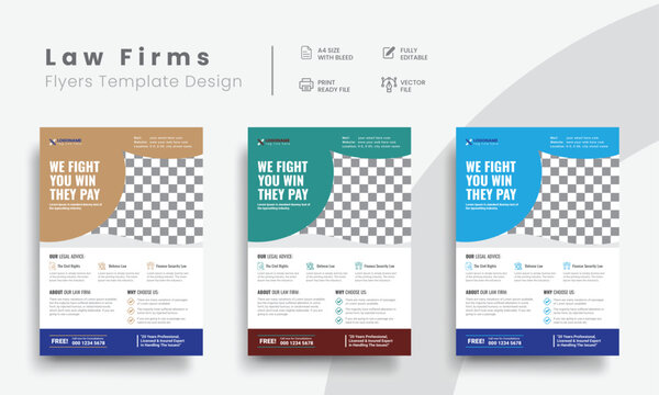 Professional law firm flyer for lawyer brand identity promotion. Modern lawyer flyer or attorney flyer with law brand marketing layout. Vol - 28