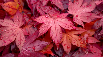 Bright red and orange maple leaves in the fall, highlighting the beauty of autumn nature and seasonal change