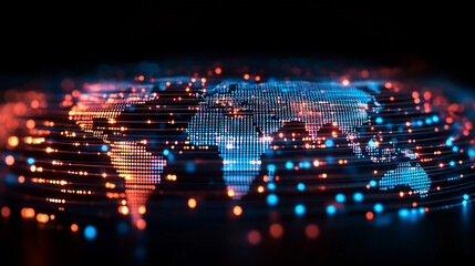 futuristic background showcasing a global network, symbolizing connectivity, innovation, and the digital age. Ideal for themes of technology, globalization, and future possibilities