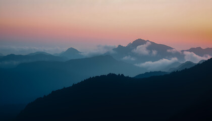 Mountain Silhouette at Sunset.