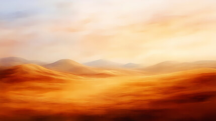 Fototapeta premium Impressionist desert with blurred dunes dynamic light and a vibrant textured sky. Impressionist Sky. Illustration