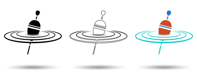 Bobber icon. Bobber icon on a white background, isolated. The icon has three uses in applications and websites. Vector illustration. Bobber icon on a white background. © newrossosh