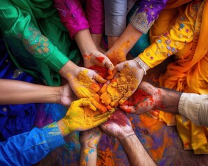 Fototapeta premium Families celebrating cultural festivals, vibrant colors, indoor and outdoor settings, photography, dynamic