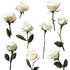 white rose  isolated on transparent background Generative AI