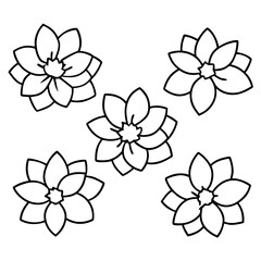  illustrative flowers, flat color, seperated, no overlap position, pastel colors. isolated on white