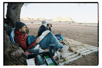Outdoorsy couple in campsite