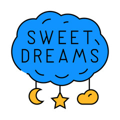 sweet dreams sleep night line icon vector. sweet dreams sleep night sign. isolated symbol illustration
