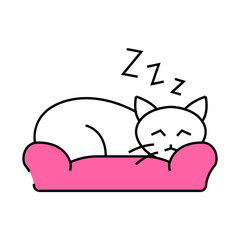 slumbering cat sleep night line icon vector. slumbering cat sleep night sign. isolated symbol illustration