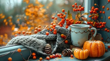 A seasonal collage with autumn photos and cozy