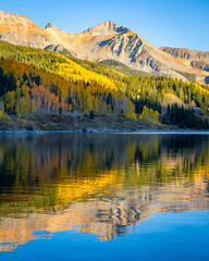 Fall Season in the Southern Colorado Mountains, America, USA. Stunning Views of Golden Aspens in Rocky Mountains.