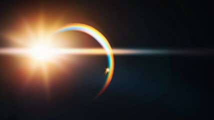 Obraz premium A rainbow is seen in the sky with a sun in the background