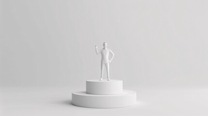3D Render of a Man Standing on a Podium Pointing Upwards