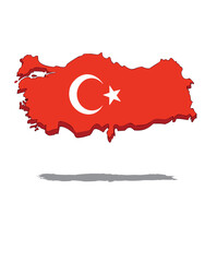 PrintTurkey Map 3D Crescent Star Flag