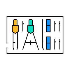 drafting tools architectural drafter line icon vector. drafting tools architectural drafter sign. isolated symbol illustration