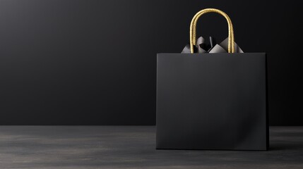 Elegant matte black gift bag with gold handle for luxury occasions