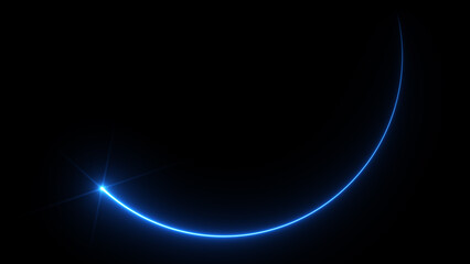 Ray of blue light tracing the movement. Curved shape.