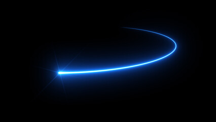 Ray of blue light tracing the movement. Curved shape.