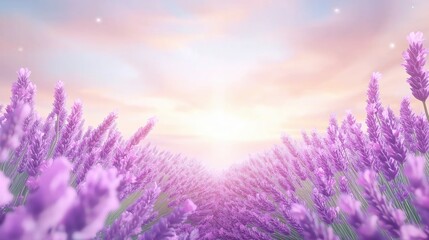 Fototapeta premium Lavender fields in full bloom at sunset – serene landscape for relaxation and inspiration