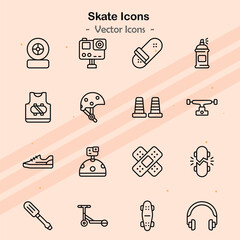 Icons showcasing additional aspects of skate culture and activities.