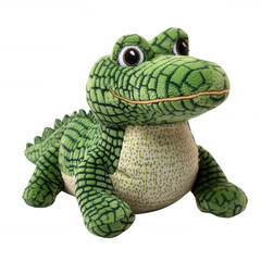 Fototapeta premium Cuddly green crocodile plush toy, transparent background
