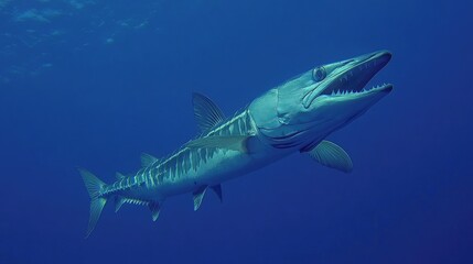 Fototapeta premium Majestic Barracuda Swimming in Deep Blue Ocean