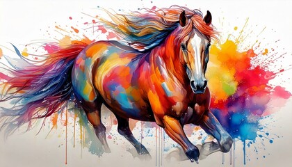 horse drawn by watercolor