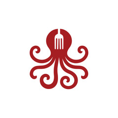 Seafood restaurant logo octopus illustration