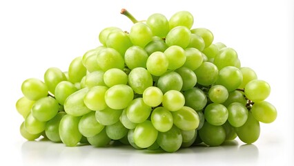 A bunch of green grapes isolated on a white background Low Angle